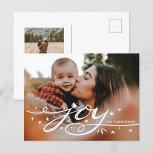 Grote Joy Hand Lettered Photo Holiday Briefkaart