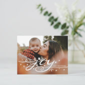 Grote Joy Hand Lettered Photo Holiday Briefkaart (Staand voorkant)
