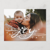 Grote Joy Hand Lettered Photo Holiday Briefkaart (Voorkant)