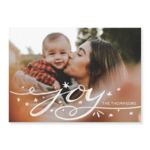 Grote Joy Hand Lettered Photo Holiday Kaart