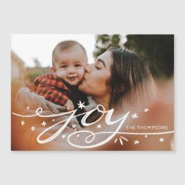 Grote Joy Hand Lettered Photo Holiday Kaart Magnetische Uitnodiging