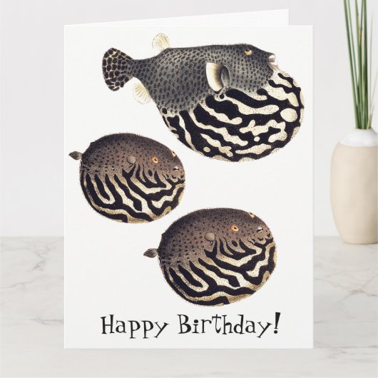 Grote Kaart van de Verjaardag van vintage Vissen (Voorkant)