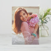 Grote kalligrafie Afstuderen Foto ID904 Bedankkaart (Staand voorkant)