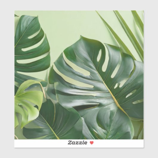 Grote kamerplant bladeren met tekstruimte sticker (Vel)