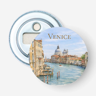 Grote Kanaal van Venetië Aquarel Button Flesopener