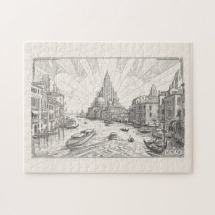 Grote Kanaal van Venetië Vintage Art Deco Potloods Legpuzzel