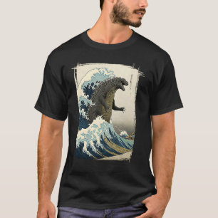 Grote Kanagawa Golf Hokusai versus Grote Monster J T-shirt