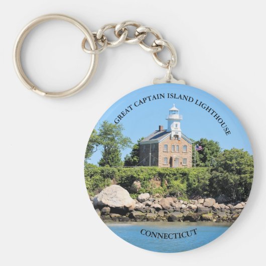 Grote Kapitein Island Lighthouse, CT Keyring Sleutelhanger (Voorkant)