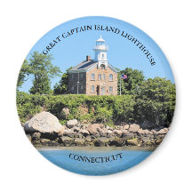 Grote Kapitein Island Lighthouse, CT Round Magnet