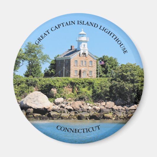 Grote Kapitein Island Lighthouse, CT Round Magnet (Voorkant)