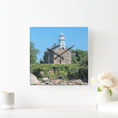 Grote Kapitein Island Lighthouse, CT Wall Clock Vierkante Klok (Huis)