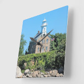 Grote Kapitein Island Lighthouse, CT Wall Clock Vierkante Klok (Hoek)