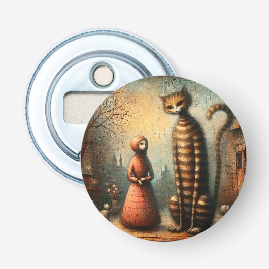 Grote kat button flesopener (Voorkant)