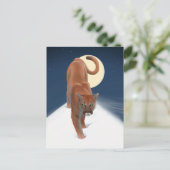 grote kat in de wintersneeuw - bergachtige leeuw briefkaart (Staand voorkant)