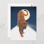 grote kat in de wintersneeuw - bergachtige leeuw briefkaart (Voorkant / Achterkant)