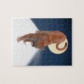 grote kat in de wintersneeuw - bergachtige leeuw legpuzzel (Horizontaal)