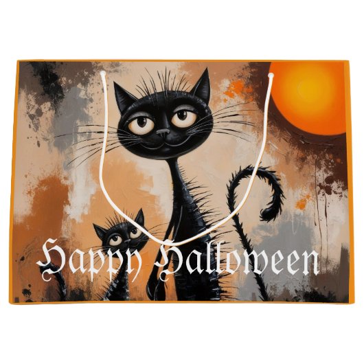 Grote Kat Kleine Kat Halloween Groot Cadeauzakje (Voorkant)
