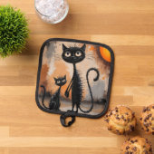 Grote Kat Kleine Kat Halloween Pannenlap (Top down)
