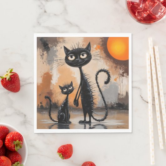 Grote Kat Kleine Kat Halloween Servet (Insitu)