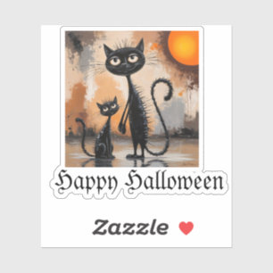 Grote Kat Kleine Kat Halloween Sticker