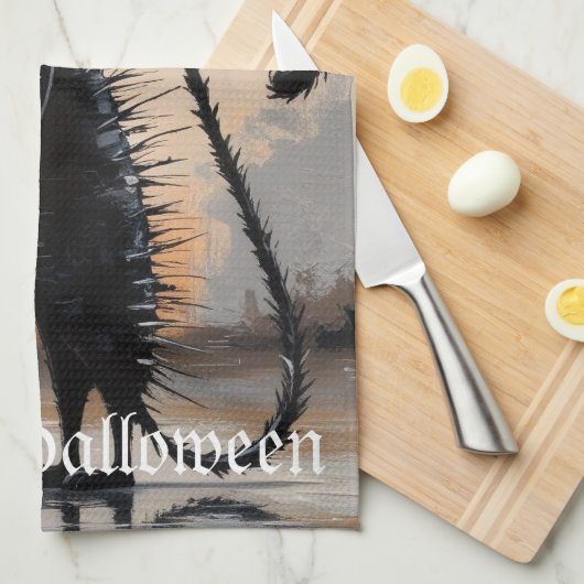 Grote Kat Kleine Kat Halloween Theedoek (Quarter Fold)