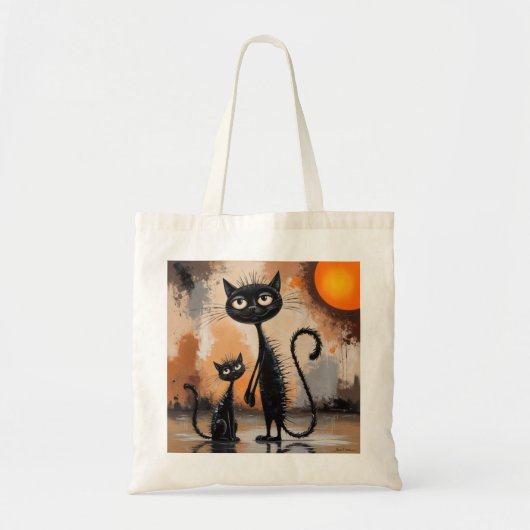 Grote Kat Kleine Kat Halloween Tote Bag (Voorkant)