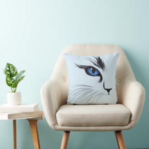 Grote kat met blauwe ogen Moderne katteliefhebber  Kussen