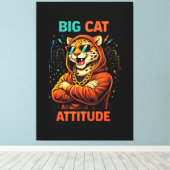 Grote Katachtige Attitude Canvas Afdruk (Insitu (Houten vloer))