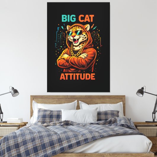 Grote Katachtige Attitude Canvas Afdruk (Insitu (Slaapkamer))