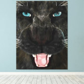Grote Katachtige Zwarte Panter Canvas Afdruk (Insitu (Houten vloer))