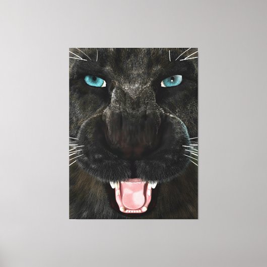 Grote Katachtige Zwarte Panter Canvas Afdruk (Voorkant)