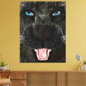Grote Katachtige Zwarte Panter Canvas Afdruk (Insitu (Woonkamer))