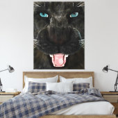 Grote Katachtige Zwarte Panter Canvas Afdruk (Insitu (Slaapkamer))