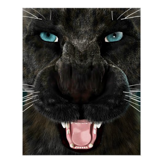Grote Katachtige Zwarte Panter Perfect Poster (Voorkant)