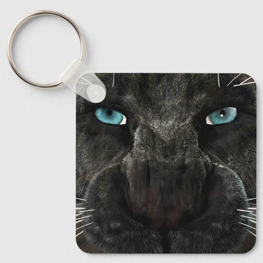 Grote Katachtige Zwarte Panter Sleutelhanger (Voorkant)