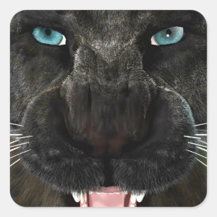 Grote Katachtige Zwarte Panter Vierkante Sticker