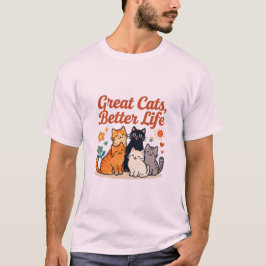 Grote katten beter leven kattenliefhebber ontwerp t-shirt