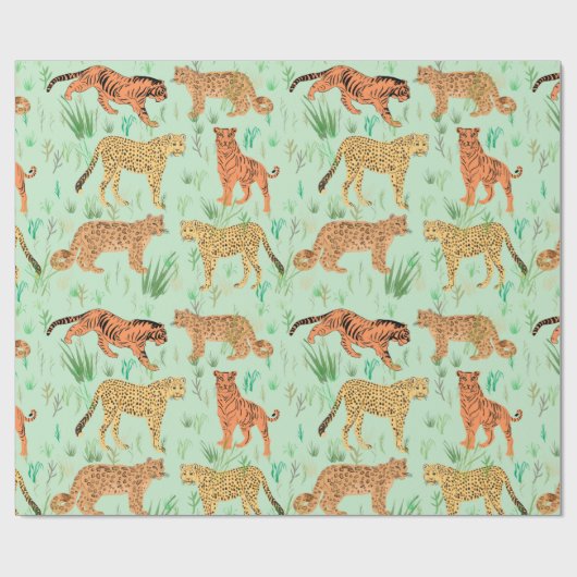 Grote katten in de gras cadeaupapier (Vlak)