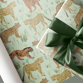 Grote katten in de gras cadeaupapier