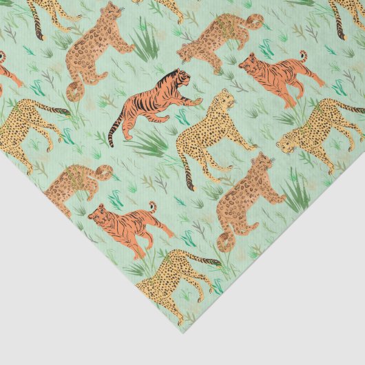 Grote katten in de gras tissuepapier (Detail)