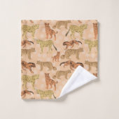 Grote katten op peach poka dots bad handdoek (Wasdoekje)