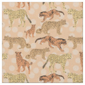 Grote katten op peach poka dots stof (Close Up)