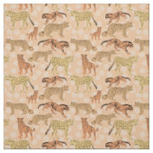 Grote katten op peach poka dots stof (Swatch)