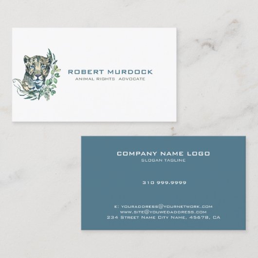 Grote kattenwilde dierenillustratie visitekaartje (Voorkant / Achterkant)