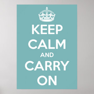Grote 'Keep Calm' en 'Carry on Sky Blue Poster' Poster