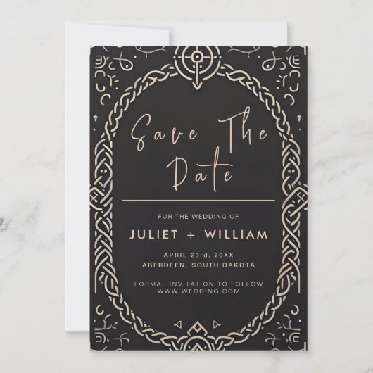 Grote Keltische Nordic middeleeuwse Scroll Viking  Save The Date (Voorkant)