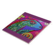 Grote keramische fotostapel (6 inch) met pool hage tegeltje (Zijkant)