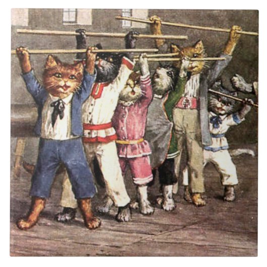 Grote keramische Tegel die kittkatten beweegt! Gra Tegeltje (Voorkant)