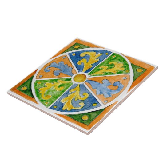 Grote keramische tegel in Siciliaanse stijl "Erice Tegeltje (Zijkant)