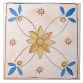 Grote keramische tegel in Siciliaanse stijl "Pink" Tegeltje (Voorkant)